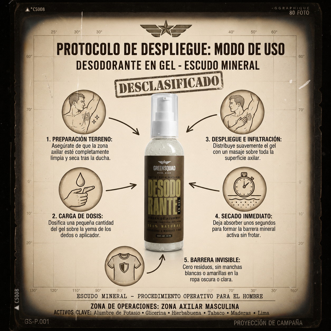 Desodorante en Gel de Alumbre para Hombre | GREEN SQUAD 125 ml