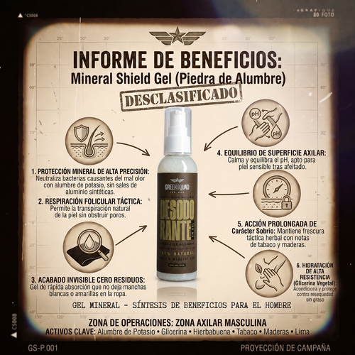 Desodorante en Gel de Alumbre para Hombre | GREEN SQUAD 125 ml